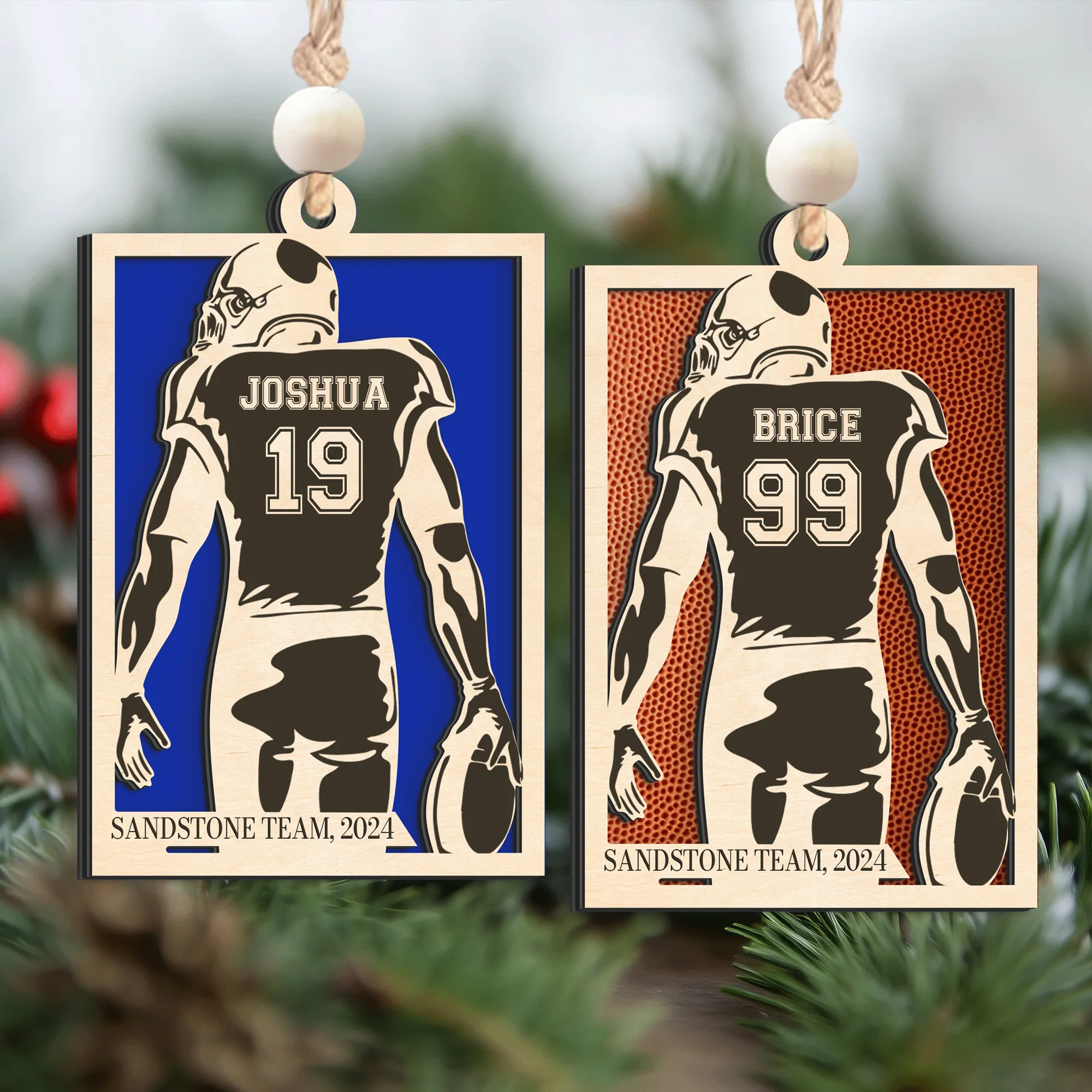 Personalized Football Ornament Gifts, Custom Football Ornament Wooden CF916