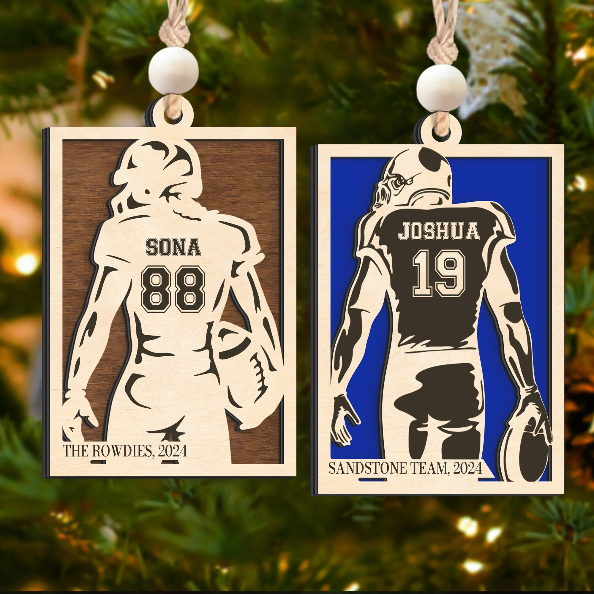 Personalized Football Ornament Gifts, Custom Football Ornament Wooden CF916