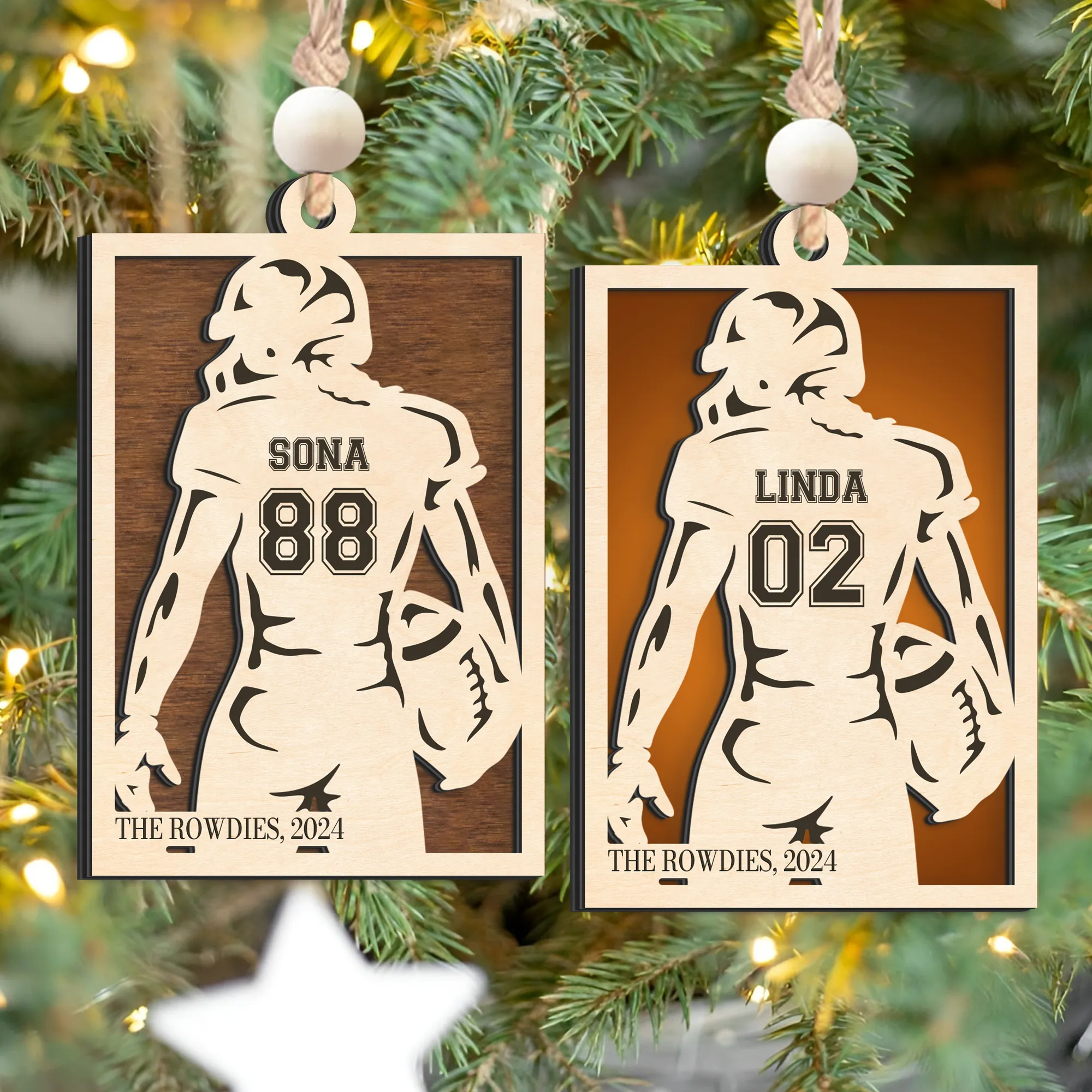 Personalized Football Ornament Gifts, Custom Football Ornament Wooden CF916