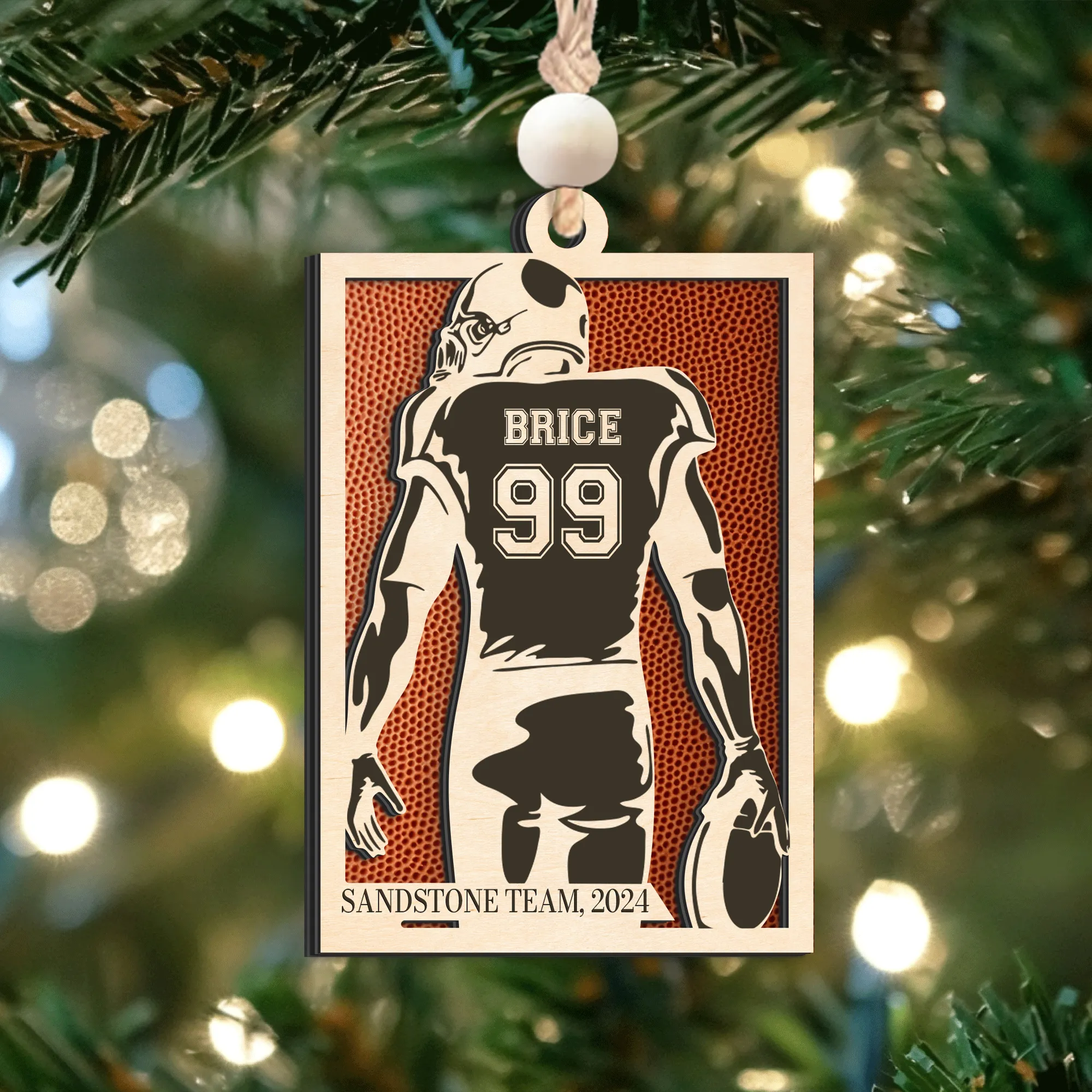 Personalized Football Ornament Gifts, Custom Football Ornament Wooden CF916