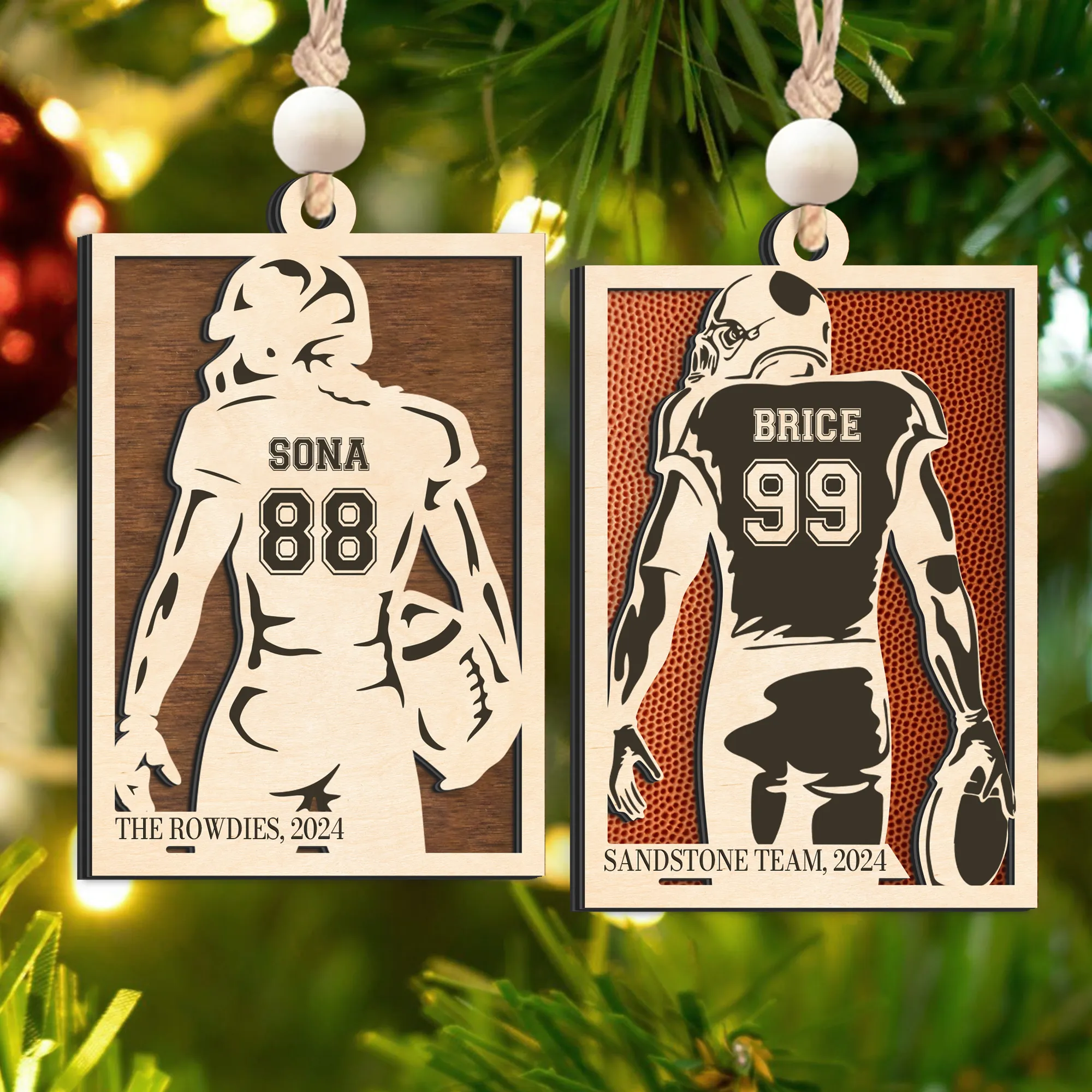 Personalized Football Ornament Gifts, Custom Football Ornament Wooden CF916