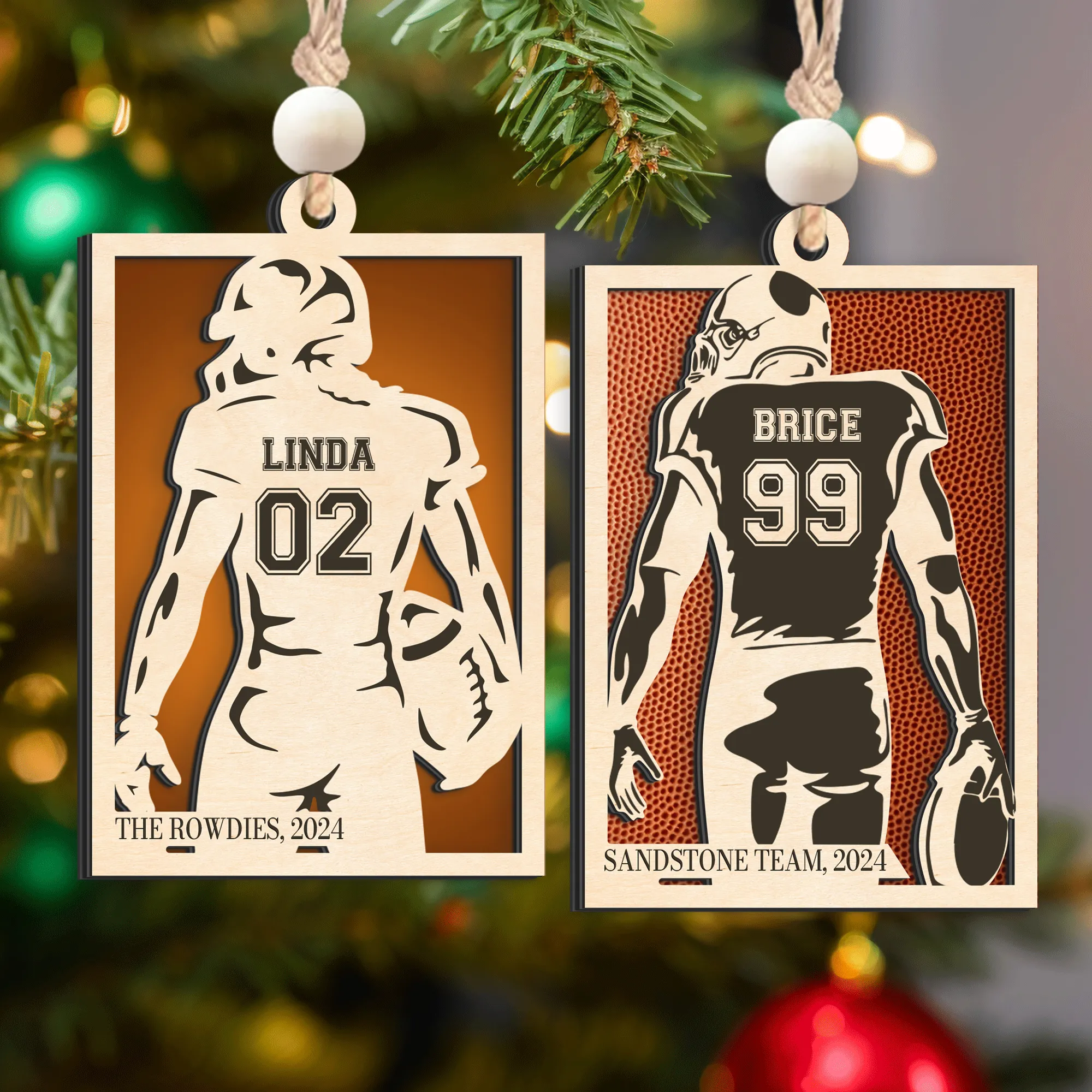 Personalized Football Ornament Gifts, Custom Football Ornament Wooden CF916