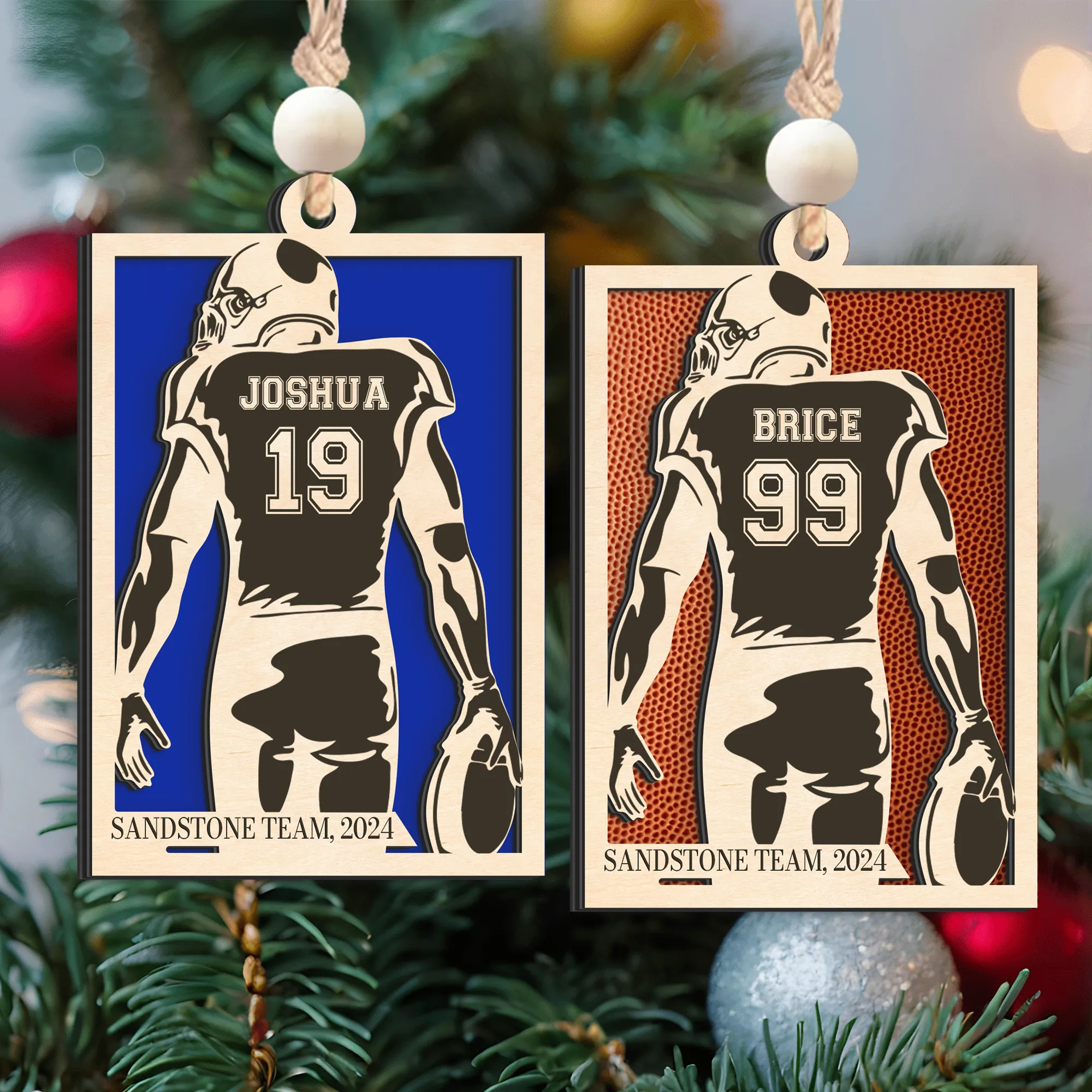 Personalized Football Ornament Gifts, Custom Football Ornament Wooden CF916