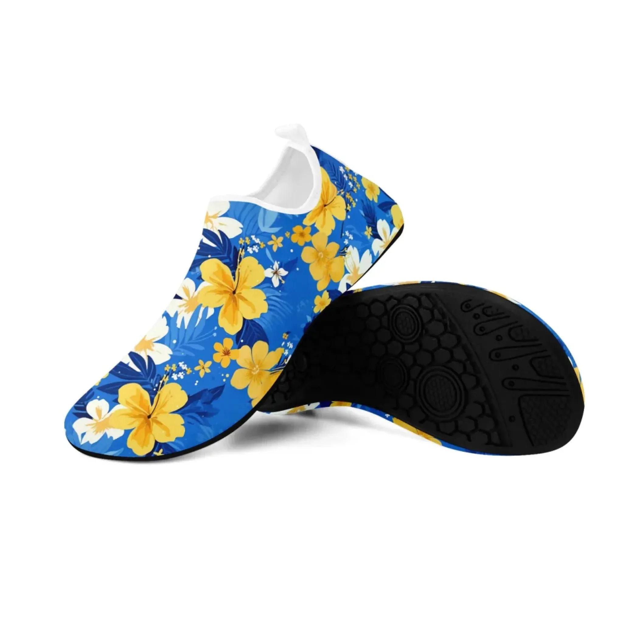 Personalized Hawaii-Themed Aqua Shoes, Custom Tropical Beach Water Shoes, Print-on-Demand Unisex Slip-Ons