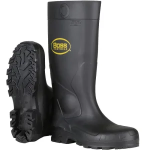 PIP Boss Footwear 382-810 16 Inch PVC Steel Toe Boot, Black, 1 Pair