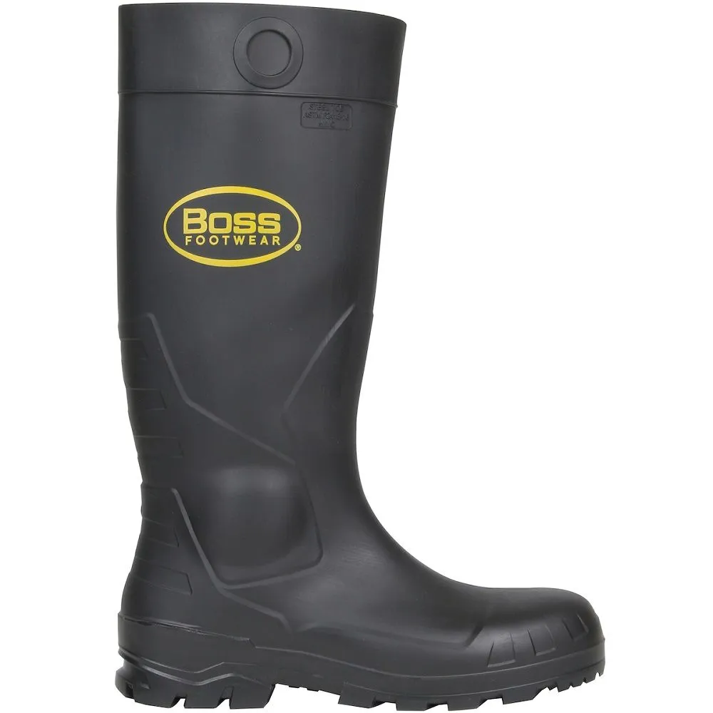 PIP Boss Footwear 382-810 16 Inch PVC Steel Toe Boot, Black, 1 Pair