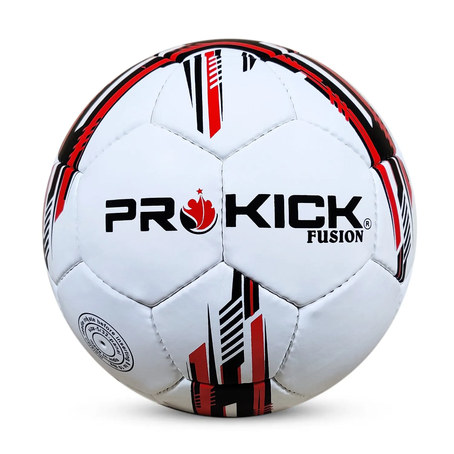 Prokick Fusion Hand Stitched 32 Panel PU Football, Size 5 (White/Black/Red)