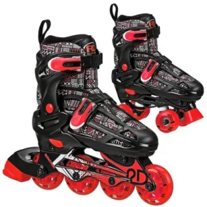 Roller Derby Caspian Kids' Adjustable Inline-Quad Combo Skates - Black (12-2)