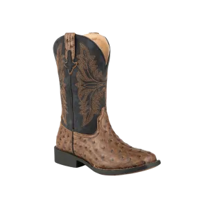 Roper Footwear Women's Jeds Ostrich Print Brown Black Boots