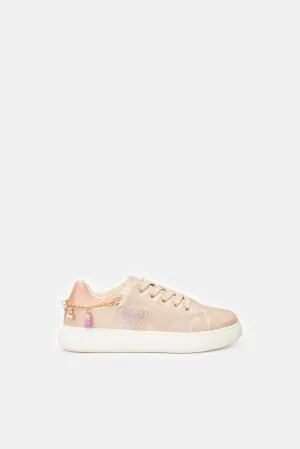 Senior Girls Pink Heart Sneaker