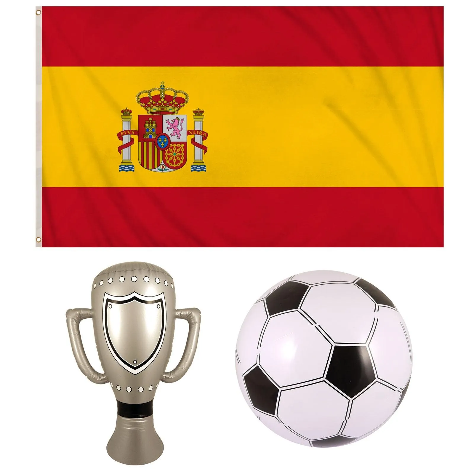 Spain Flag Metal Eyelets Inflatable Trophy, Football FIFA World Cup Party Celebration