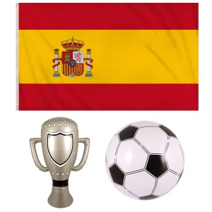 Spain Flag Metal Eyelets Inflatable Trophy, Football FIFA World Cup Party Celebration