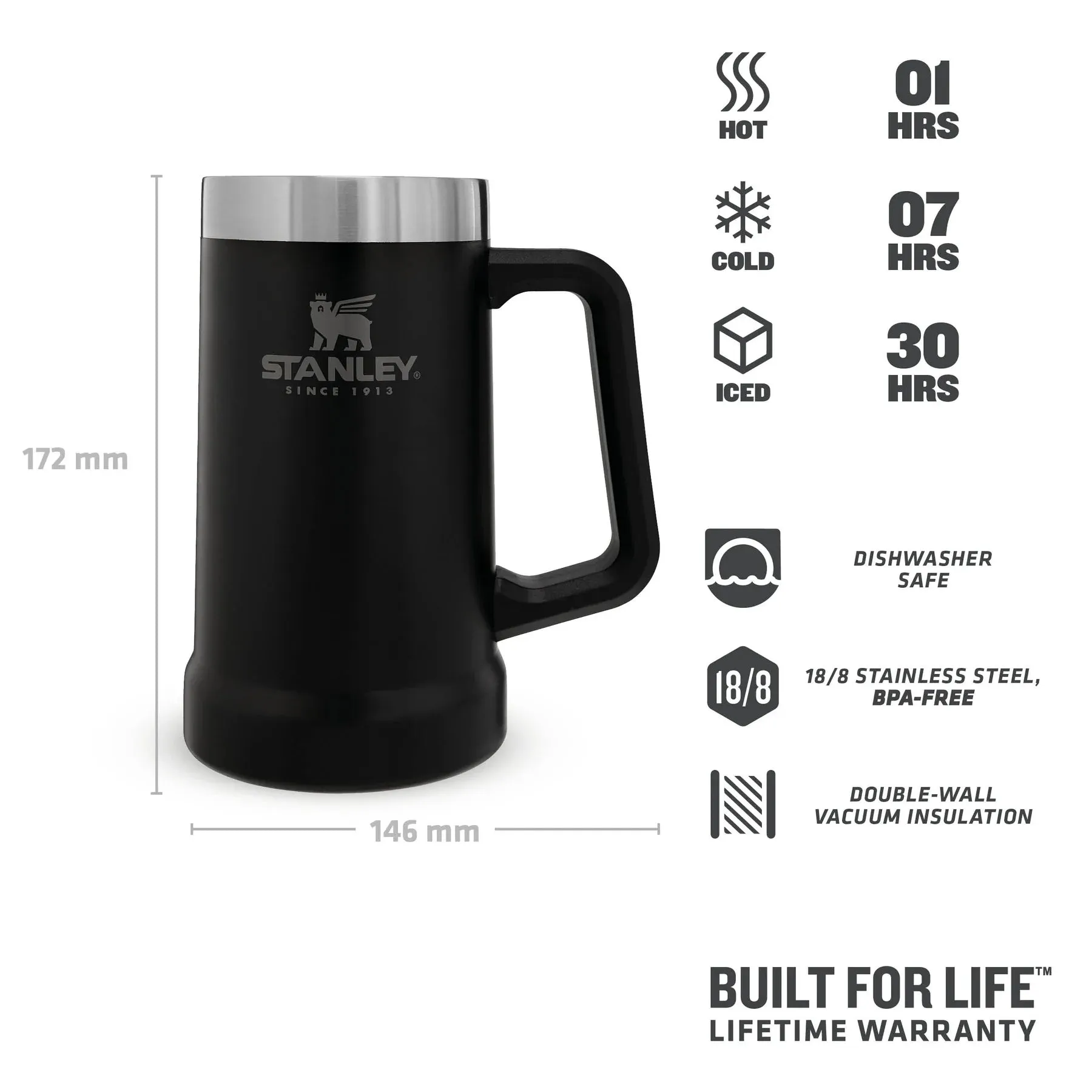 Stanley Big Grip Beer Stein Mug 24oz/0.7L