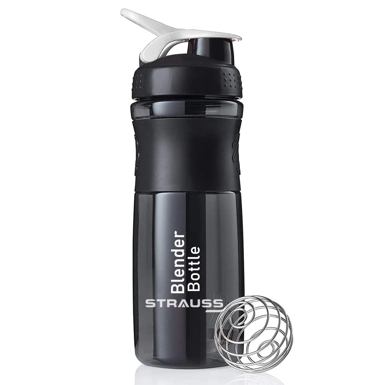 STRAUSS Blender Shaker Bottle | Leakproof Shaker Bottle for Protein Shake, Pre-workout and Bcaa Shake | Protein Shaker Bottle for Gym | BPA-Free Material- 760 ML,(Black) | Pack of 6