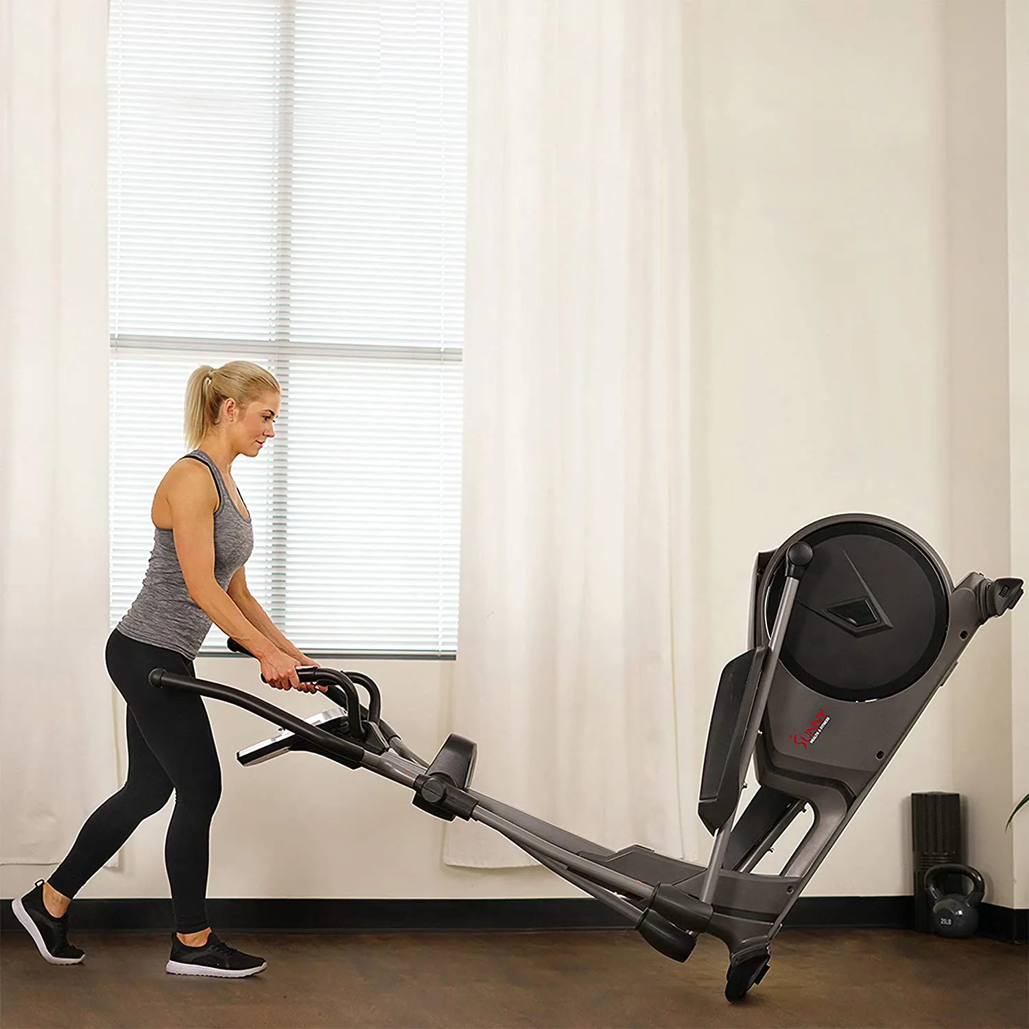 Sunny Health & Fitness Advanced Programmed Elliptical Machine Trainer with Electromagnetic Resistance