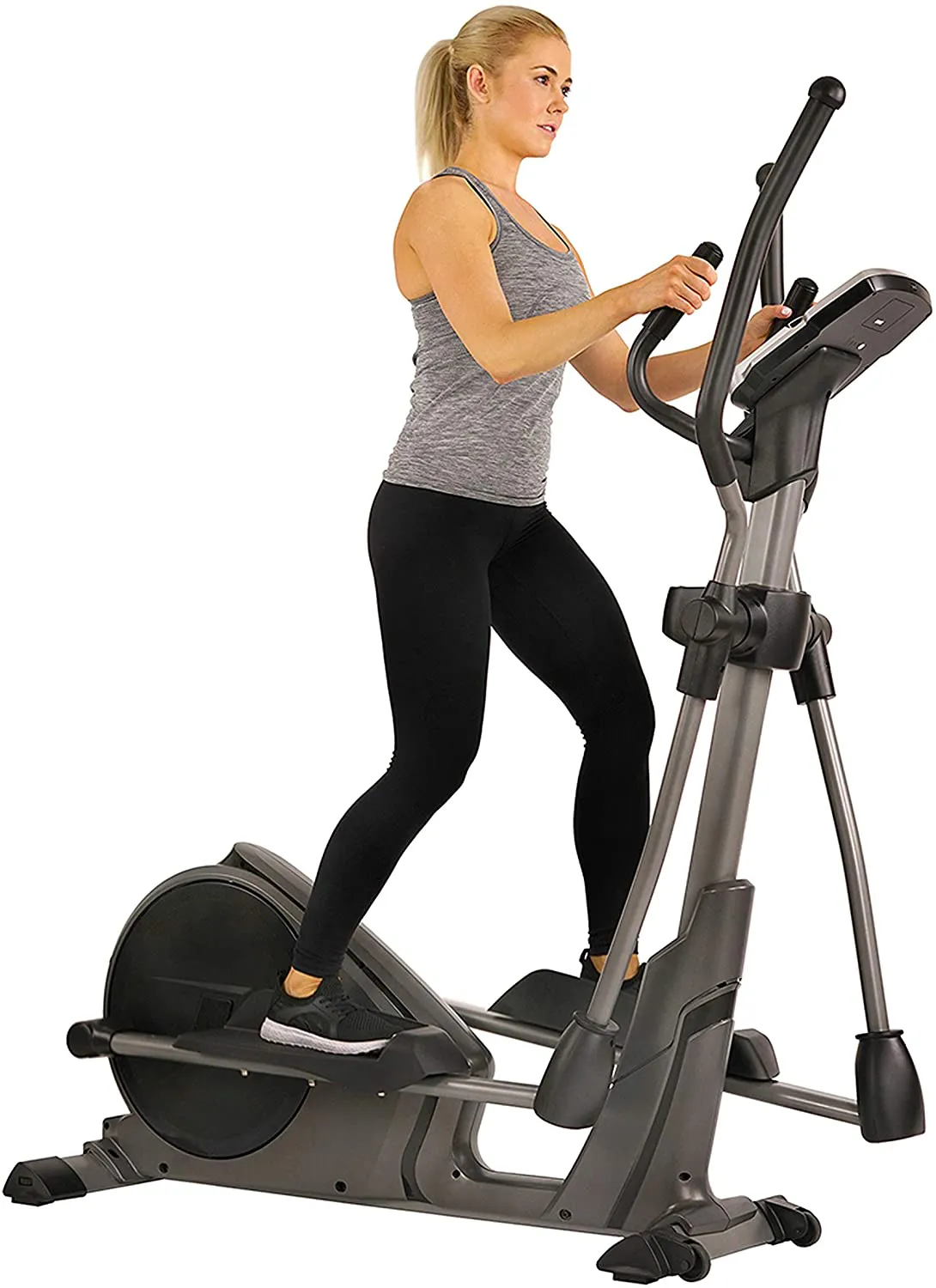 Sunny Health & Fitness Advanced Programmed Elliptical Machine Trainer with Electromagnetic Resistance