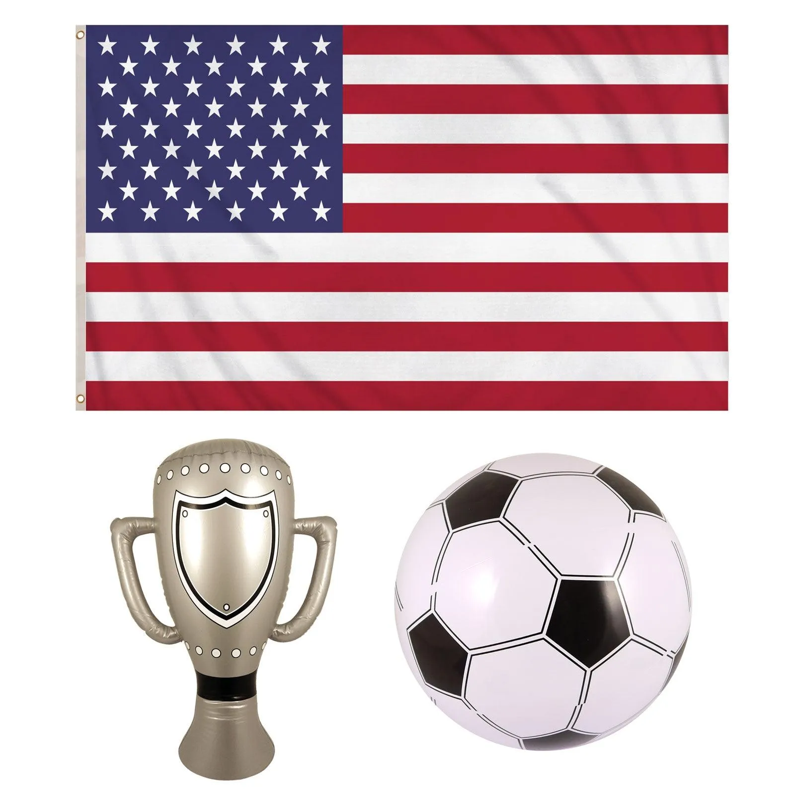 USA National Flag Metal Eyelets Inflatable Trophy, Football FIFA World Cup Party Celebration