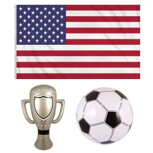 USA National Flag Metal Eyelets Inflatable Trophy, Football FIFA World Cup Party Celebration