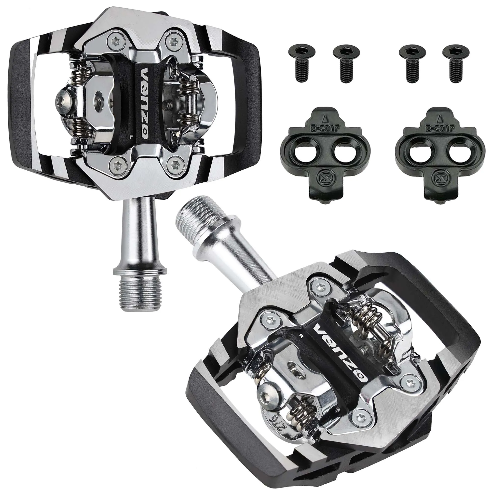 VENZO MTB Mountain Bike CNC Cr-Mo 6061 Aluminum Sealed Clipless Pedals 9/16" compatible with Shimano SPD Type Cleats SM-SH51 - Perfect For All MTB Trial Shoes - Easy Clip in