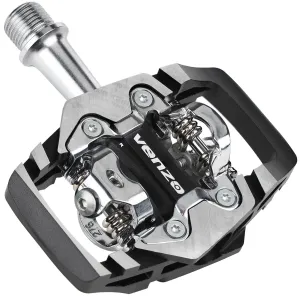 VENZO MTB Mountain Bike CNC Cr-Mo 6061 Aluminum Sealed Clipless Pedals 9/16" compatible with Shimano SPD Type Cleats SM-SH51 - Perfect For All MTB Trial Shoes - Easy Clip in