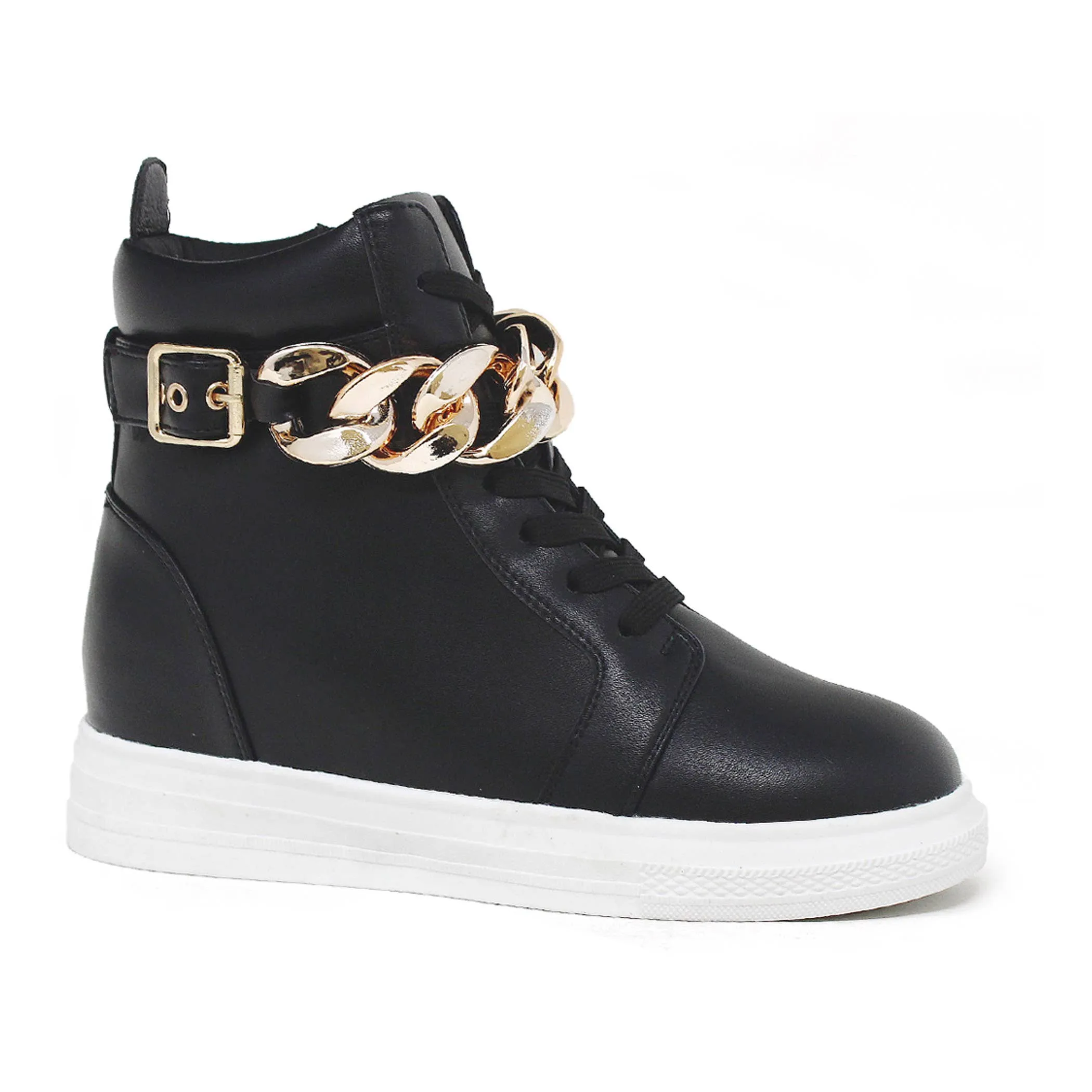 Yoki Womens Demian-92-high Top Sneaker With Chain Design