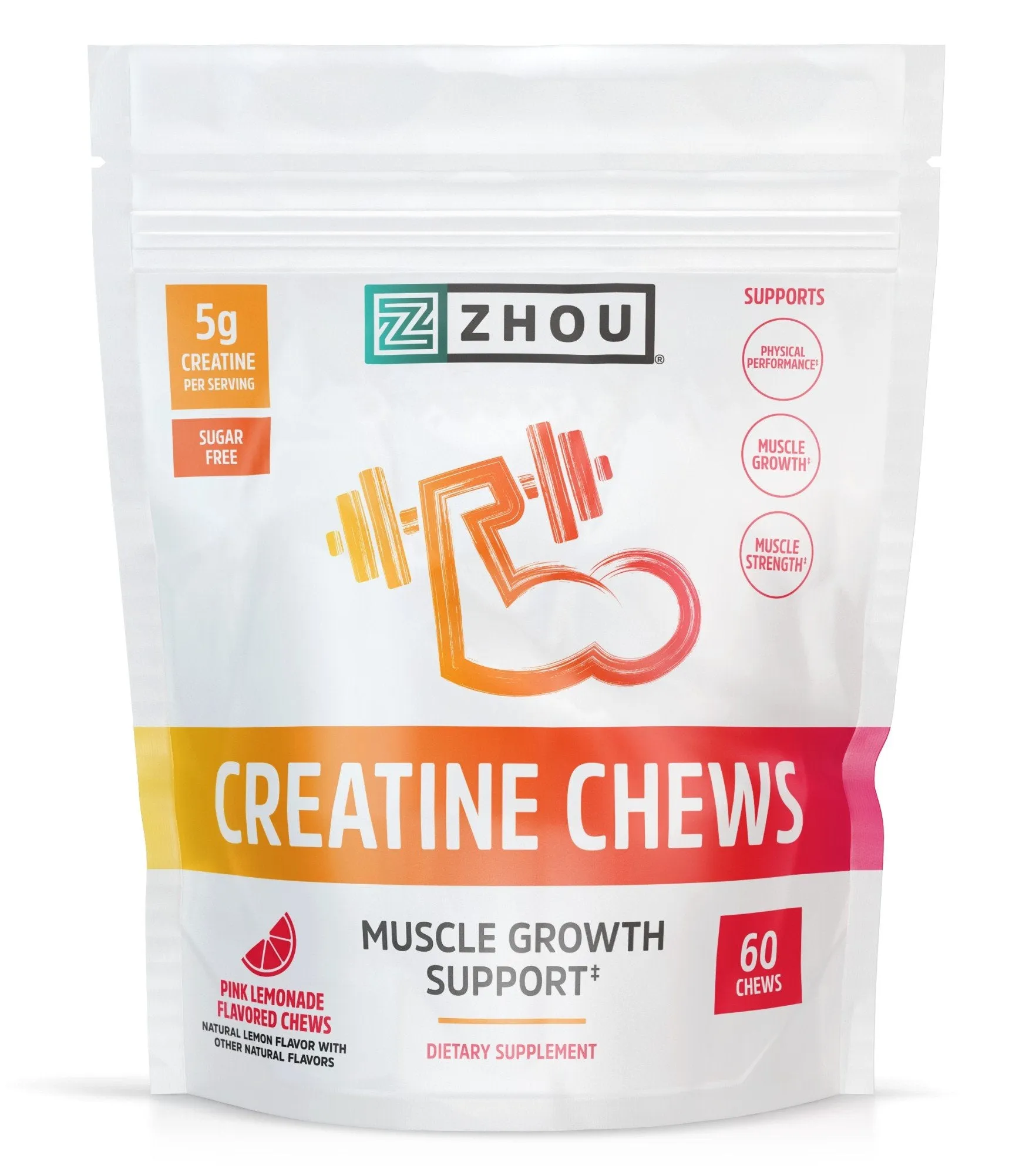 Zhou Nutrition Creatine Chews Pink Lemonade 60 Gummy